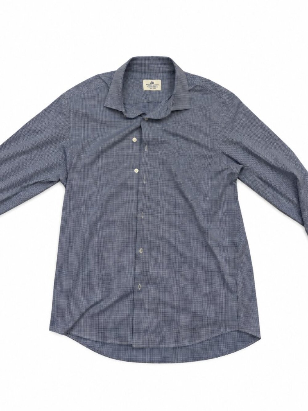 Mizzen+Main Navy/white micro-check shirt XL Trim Fit